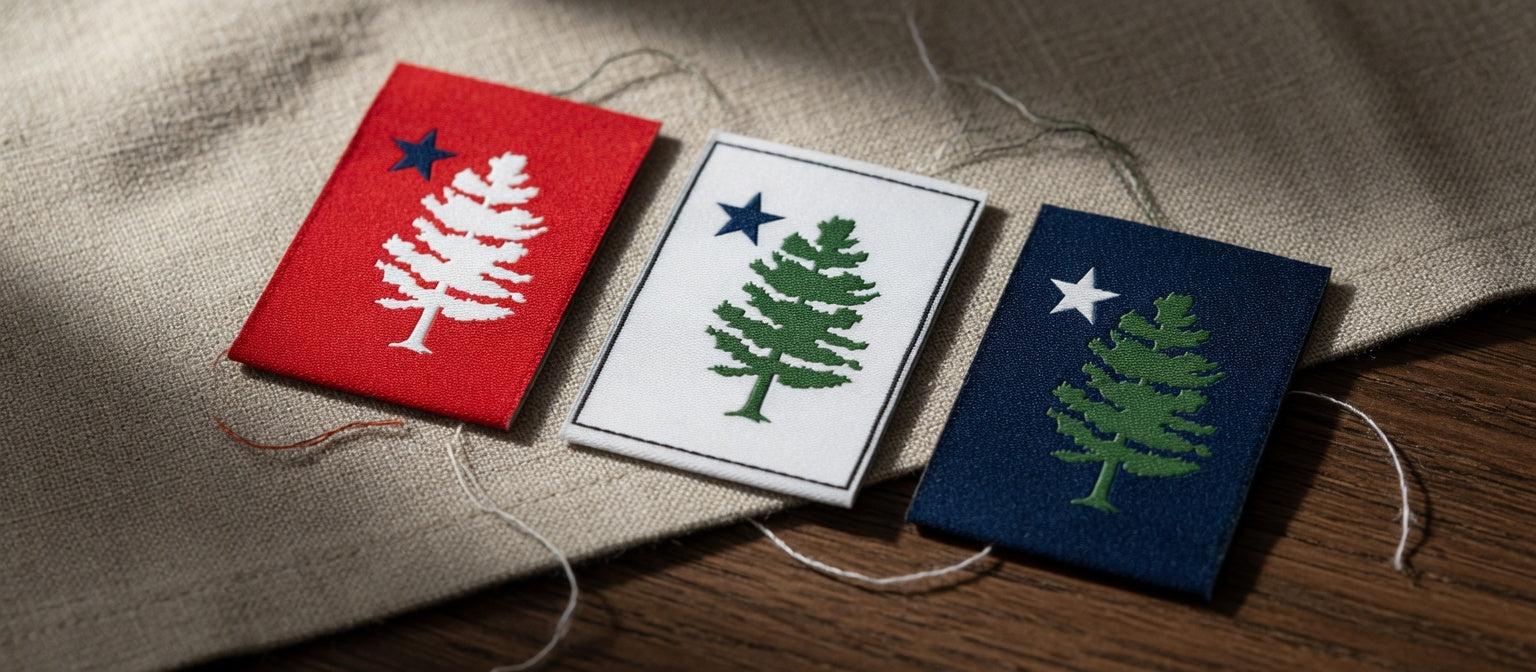 Woven pine labels
